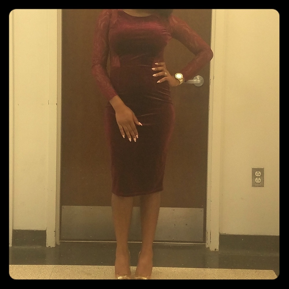 Burgundy velvet dress